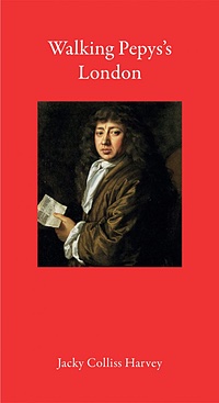 Cover of the book, red with a portrait of Pepys in the centre